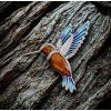 Holzbrosche Kolibri silbern 3