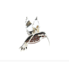 Holzbrosche Kolibri silber n