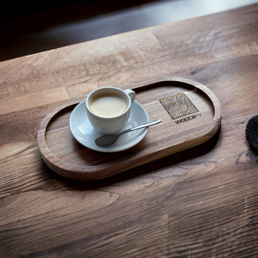 Dřevěný podnos pod kávu s logem na přání