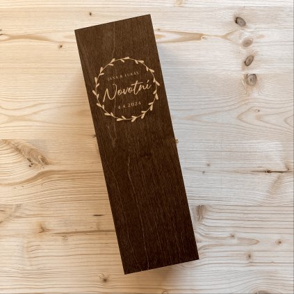 Dřevěný tmavý svatební box na víno Woodify