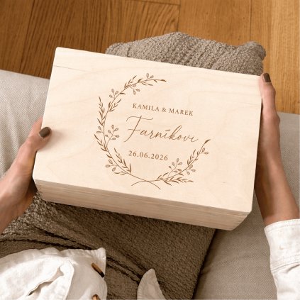 Dřevěný svatební box s textem na přání