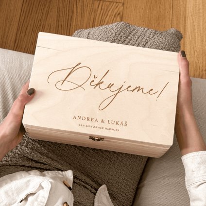 Dřevěný svatební box Děkujeme