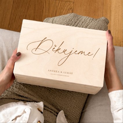 Dřevěný svatební box Děkujeme