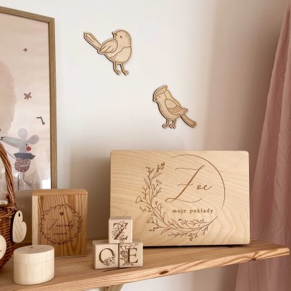 Dřevění ptáčci na stěnu pokojíčku Woodify