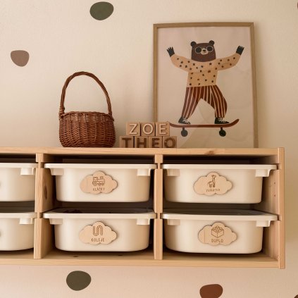 Dřevěné štítky na hračky Woodify Mráček