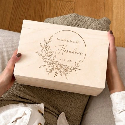 Dřevěný svatební box s textem na přání
