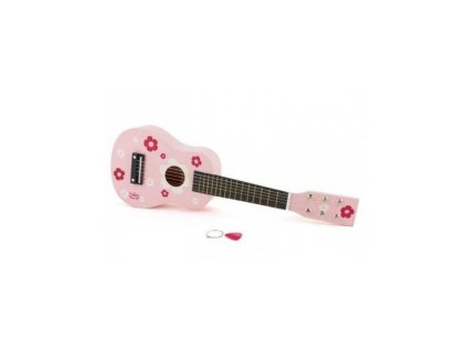 VILAC PINK FLOWER WOODEN GUITAR 500x500