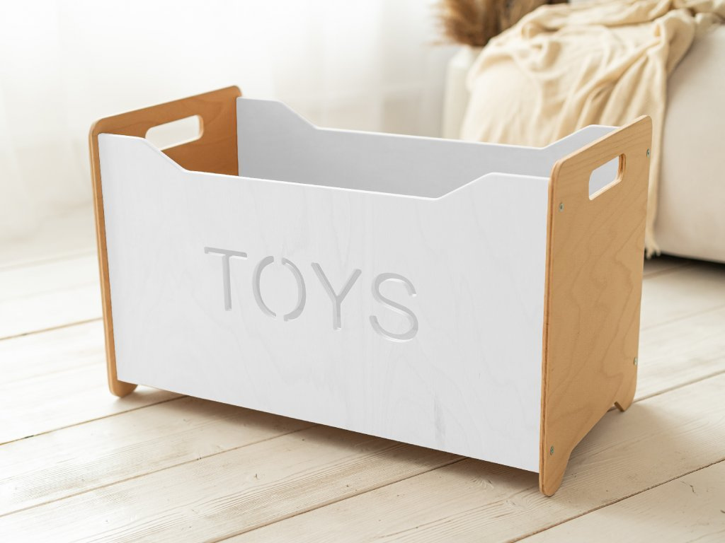 Levně Woodisio Box na hračky TONI Barva: Transparentní lak - bílá, Variant: Maxi