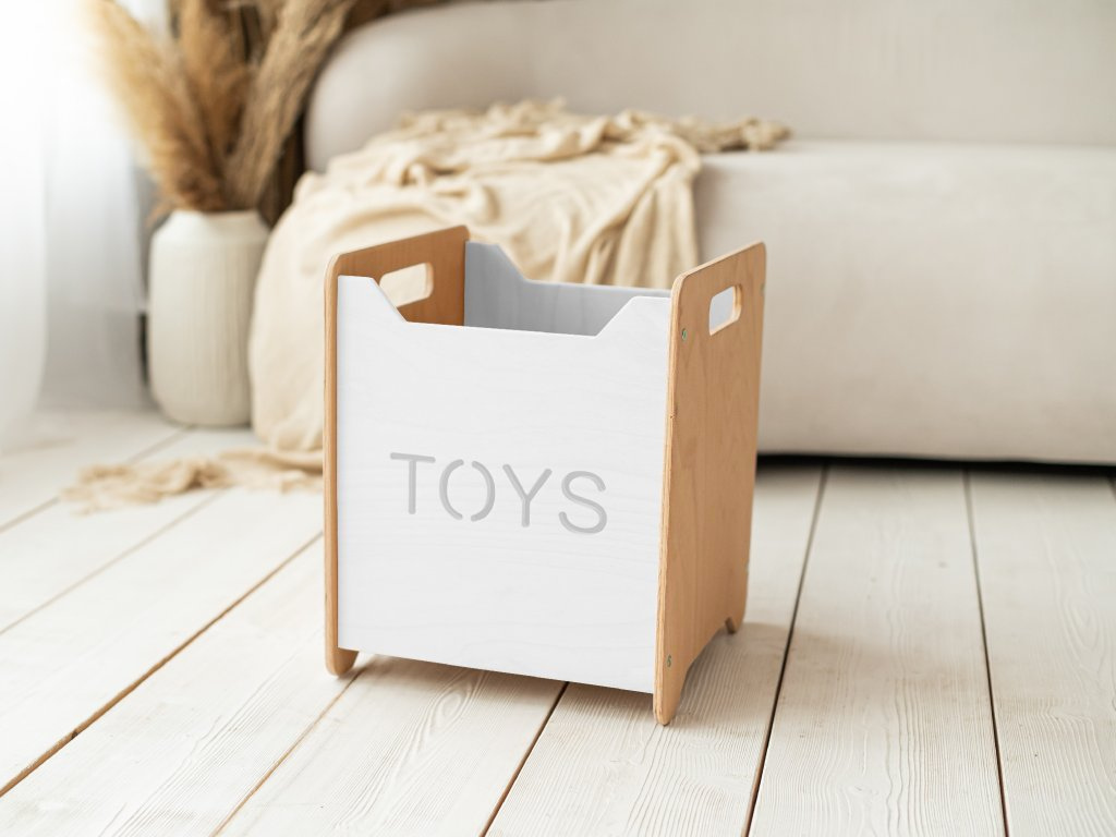 Levně Woodisio Box na hračky TONI Barva: Transparentní lak - bílá, Variant: Mini