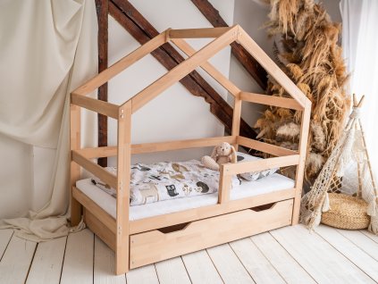 Domčeková posteľ EMA PLUS (Farba Tranparentný matný lak, Veľkosť S úložným priestorom, Variant 160 x 80)