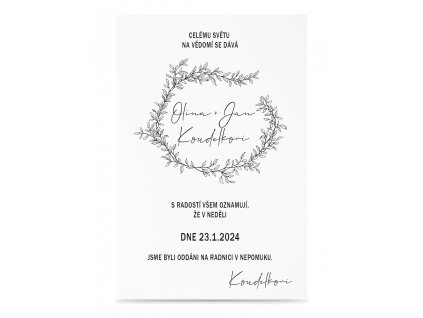 Paper wedding invitation VĚTVIČKA