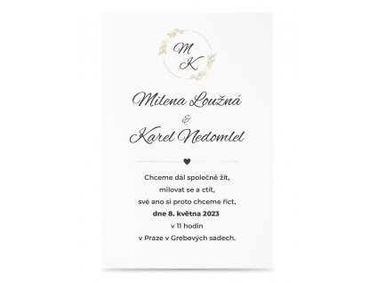 Papierové svadobné oznámenie MONOGRAM