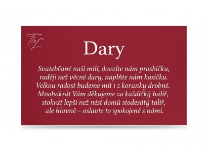 Papírová kartička DARY - EASY
