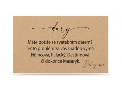 Papírová kartička DARY - UNI