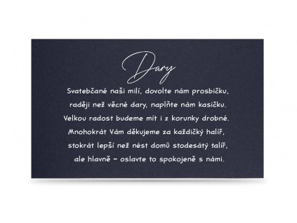 Papírová kartička DARY - TEXT