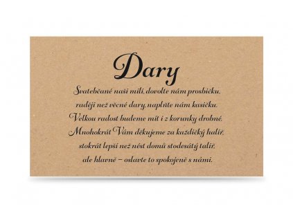 Papírová kartička DARY - DOT