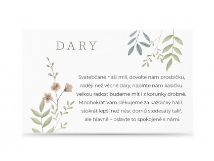 Papírová kartička DARY - MINIMALIST