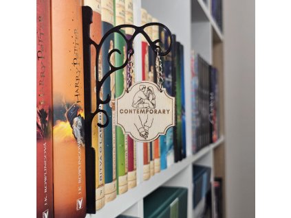Dřevěná cedulka Contemporary – stylové označení knihovny pro současnou literaturu, čistý moderní design | WoodLab