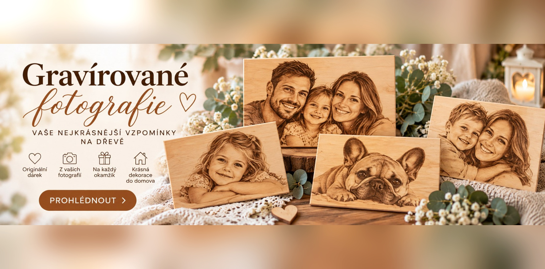 Gravírované fotografie do dřeva podle vlastní předlohy – originální dárek Woodness