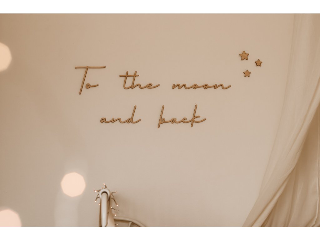 Dřevěný nápis - To the moon and back