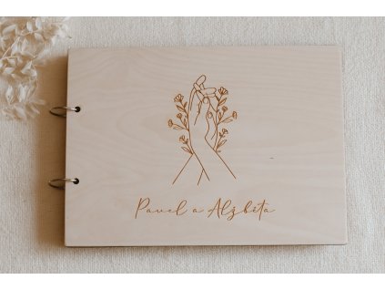 Dřevěná svatební kniha se jmény - Minimalistic