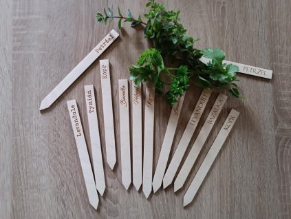 Dřevěné cedulky na bylinky s vlastním textem