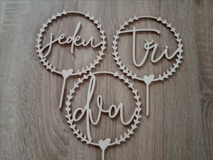 Kulatý narozeninový zápich s číslem jedna, dva nebo tři