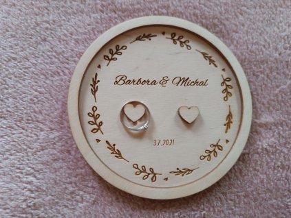 Svatební podložka na prstýnky kulatá