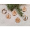 Dřevěné gravírované a vyřezávané ozdoby na stromeček - 6 ks