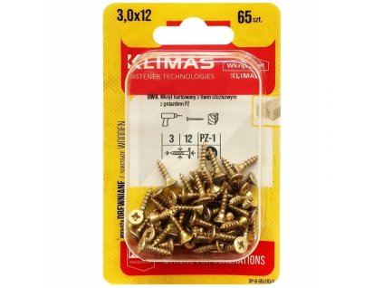 BWK 3x12mm-65ks-skrutky do drevo-krížové