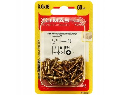 BWK 3x16mm-60ks-skrutky do drevo-krížové