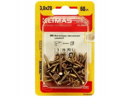 BWK 3x20mm-60ks-skrutky do drevo-krížové