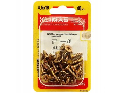 BWK 4.5x16mm-40ks-skrutky do drevo-krížové