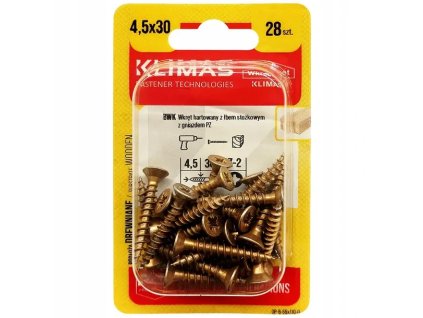 BWK 4.5x30mm-28ks-skrutky do drevo-krížové