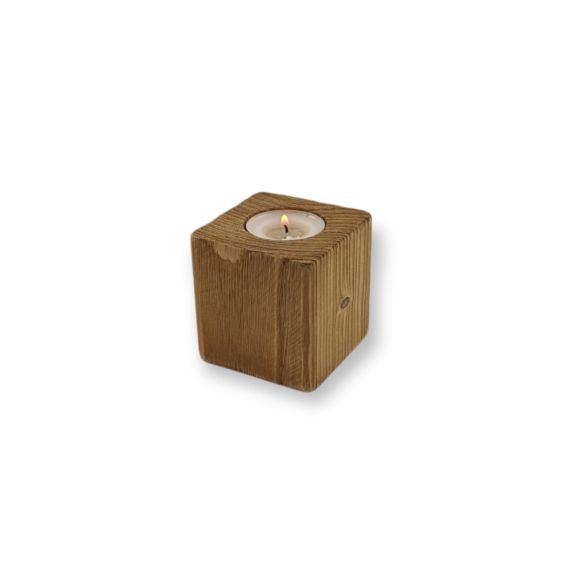 Drevený svietnik na čajové sviečky - Cube mini Farba: Palisander