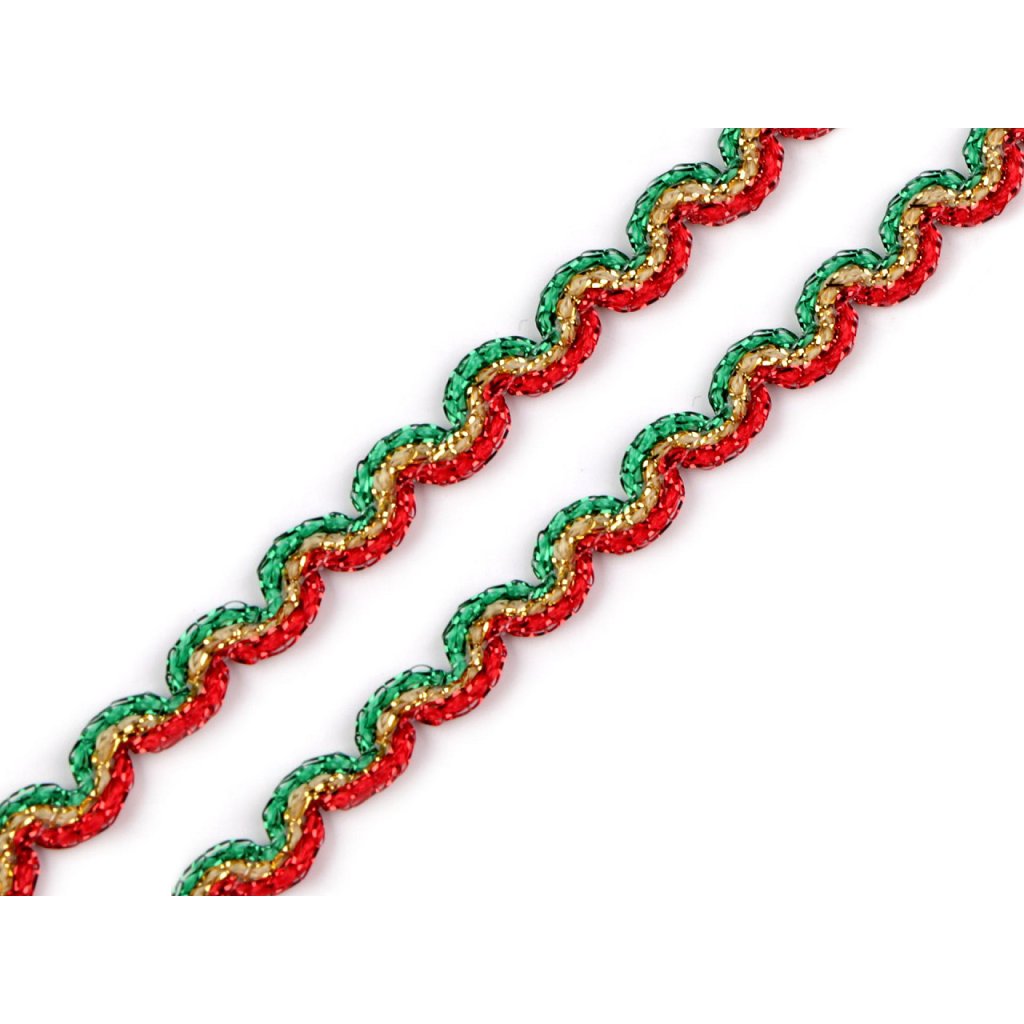 Weihnachtliche leonische Borte, Breite 10 und 12 mm (Varianta 1 (10 mm) Multicolor, Balení 13.5 m)