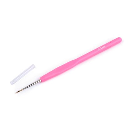 Häkelnadel mit Silikongriff und goldener Spitze, Größe 0,5; 0,6; 0,8; 1; 1,25 (Varianta 1 (0,5 mm) rosa, Balení 1 Stück)