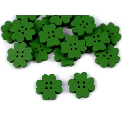 Holzknopf dekorativ Kleeblatt (Varianta grün, Balení 20 Stück)