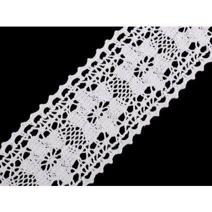 Klöppelspitze/Einsatzspitze aus Baumwolle fein, Breite 50 mm (Varianta 1 weiß, Balení 13.5 M)