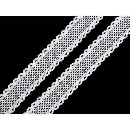 Klöppelspitze/Einsatzspitze aus Baumwolle, Breite 34 mm (Varianta 1 weiß, Balení 13.5 M)