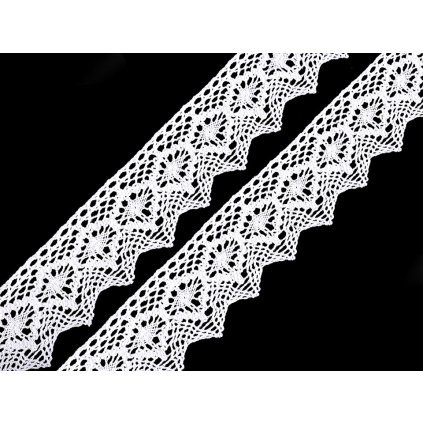 Klöppelspitze, Baumwolle, Breite 46 mm (Varianta 1 weiß, Balení 1 M)