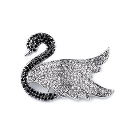 Brosche mit geschliffenen Steinchen Schwan (Varianta Crystal, Balení 1 Stück)