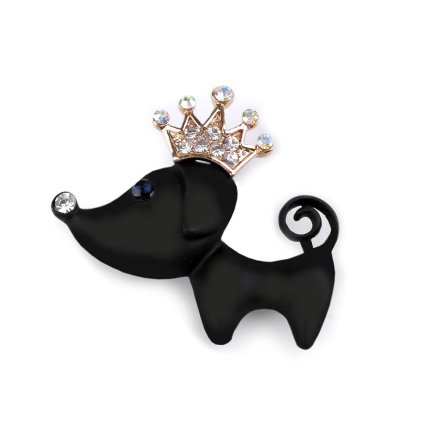 Brosche mit geschliffenen Steinchen Hund, Katzen (Varianta 1 schwarz Hund, Balení 1 Stück)