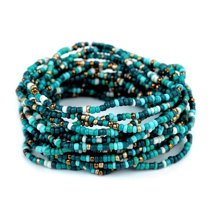 Set flexible Armbänder aus Rocailles 12 Stk. (Varianta 2 (12ks) ruby türkis, Balení 1 Set)