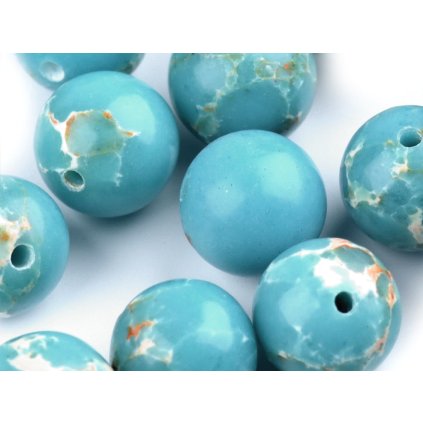Synthetischer türkisfarbener Ozean-Jaspis, Mineralperlen, Ø 8 mm (Varianta 2 Türkis, Balení 12 Stück)
