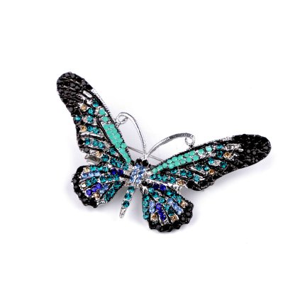 Brosche mit geschliffenen Steinchen Schmetterling (Varianta türkis, Balení 1 Stück)