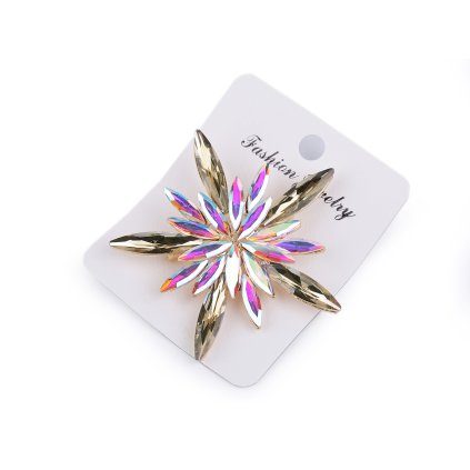 Brosche mit geschliffenen Steinchen Schneeflocke (Varianta 1 Crystal AB, Balení 1 Stück)