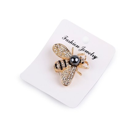 Brosche mit geschliffenen Steinchen und Perle Biene (Varianta 1 Crystal Platine, Balení 1 Stück)