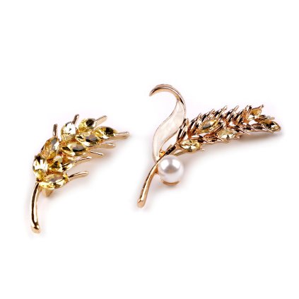 Brosche mit geschliffenen Steinchen Ähre (Varianta 1 gold, Balení 1 Stück)