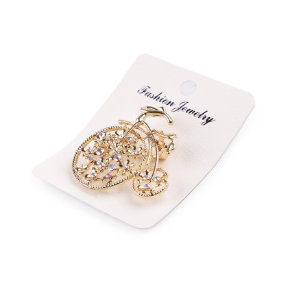 Brosche mit geschliffenen Steinchen Fahrrad (Varianta Crystal AB gold, Balení 1 Stück)
